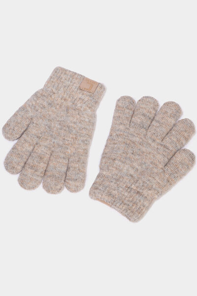 Gants doubl&eacute;s beige mixte