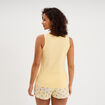 D&eacute;bardeur col rond droit coton jaune clair femme