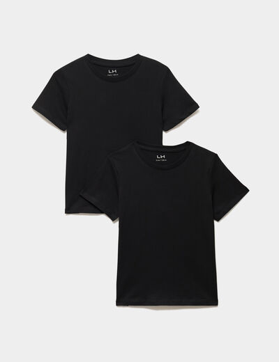 Lot 2 t-shirts manches courtes coton noir fille