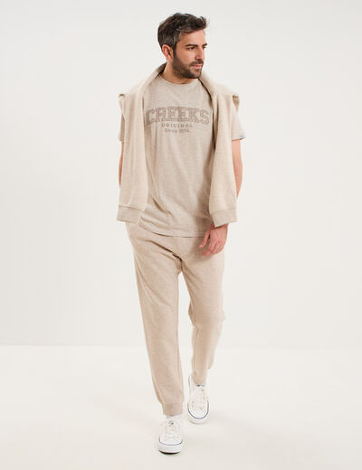 T-shirt manches courtes coton beige homme