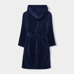 Peignoir ceintur&eacute; effet polaire capuche bleu marine gar&ccedil;on