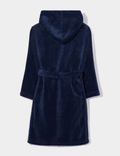 Peignoir ceinturé effet polaire capuche bleu marine garçon