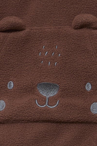 Ensemble effet polaire sweat et pantalon marron fonc&eacute; b&eacute;b&eacute; gar&ccedil;on