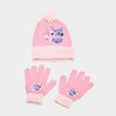 Ensemble bonnet à pompom et gants Stitch rose fille