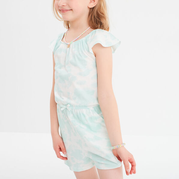 combishort avec manches volants bleu turquoise fille Combishort avec manches volants bleu turquoise fille