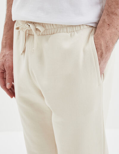 Pantalon jogging droit molleton ecru homme