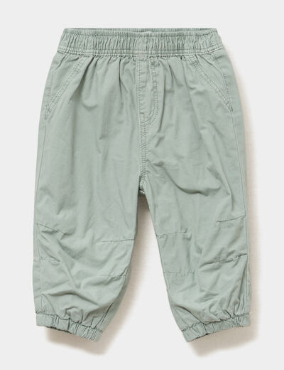 Pantalon doubl&eacute; coton vert pastel b&eacute;b&eacute; fille