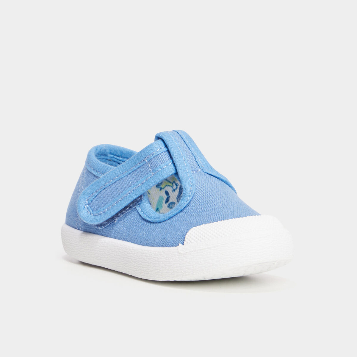 Chaussures salomé en toile à scratchs bleu bébé garçon