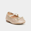 Ballerines &agrave; paillettes et noeuds jaune or b&eacute;b&eacute; fille