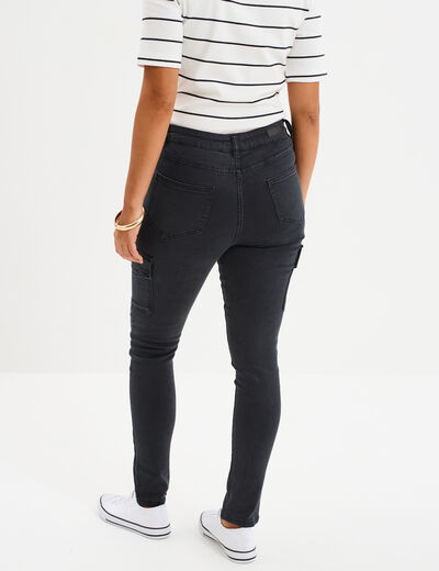 Pantalon cargo skinny 7/8ème Liberto noir femme