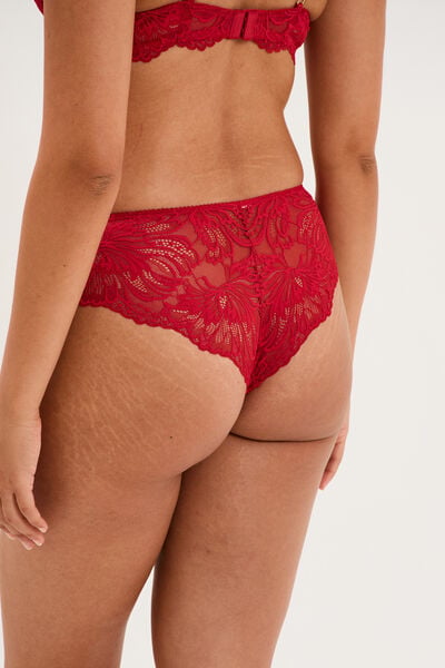 Shorty en dentelle rouge femme