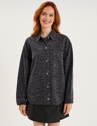 Surchemise en jean coton denim gris femme