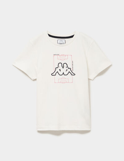 T-shirt en coton manches courtes Kappa blanc gar&ccedil;on