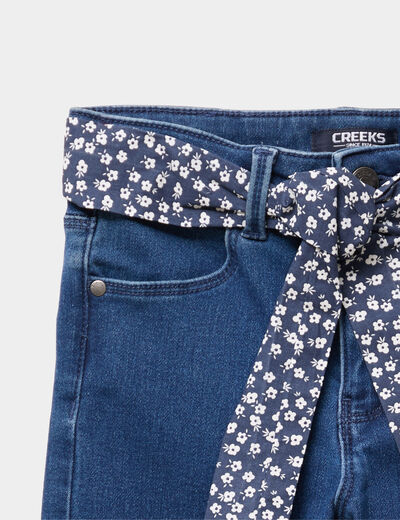 Jean skinny ceinture foulard bleu foncé fille