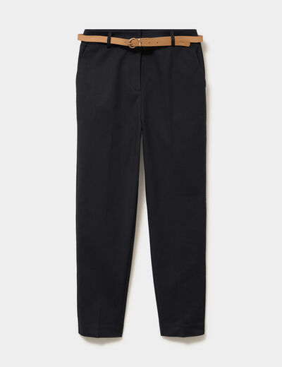 Pantalon chino ceinture amovible noir femme