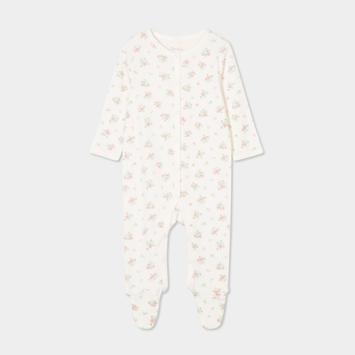Dors-bien coton manches longues ecru bébé fille