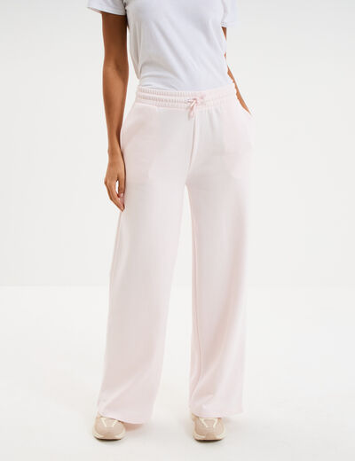 Pantalon jogging large taille &eacute;lastiqu&eacute;e rose clair femme