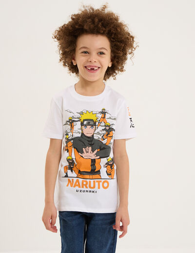 T-shirt manches courtes coton Naruto blanc garçon