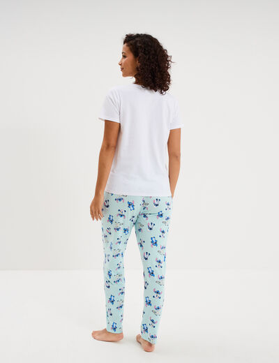 Ensemble pyjama legging coton Stitch blanc femme