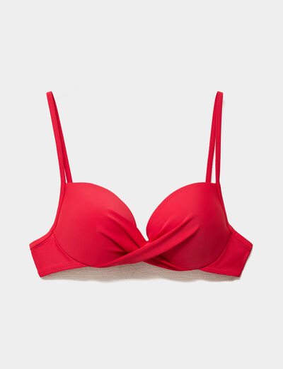 Haut de maillot de bain push up armatur&eacute; rouge fonc&eacute; femme