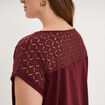 T-shirt droit avec dos dentelle oversize violet fonc&eacute; femme grande taille