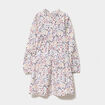 Robe manches longues &eacute;vas&eacute;e coton beige fille