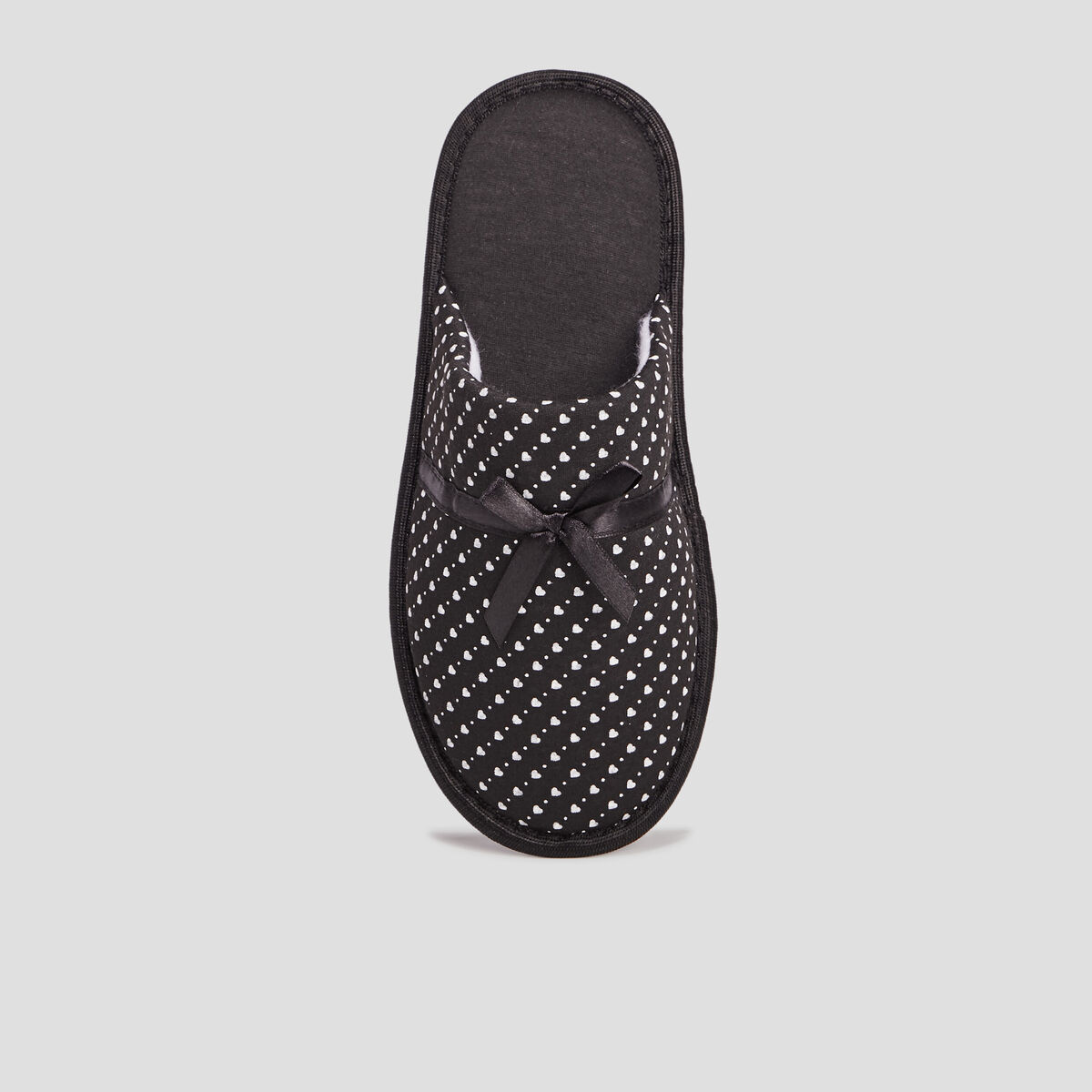Chaussons mules petits coeurs noir femme
