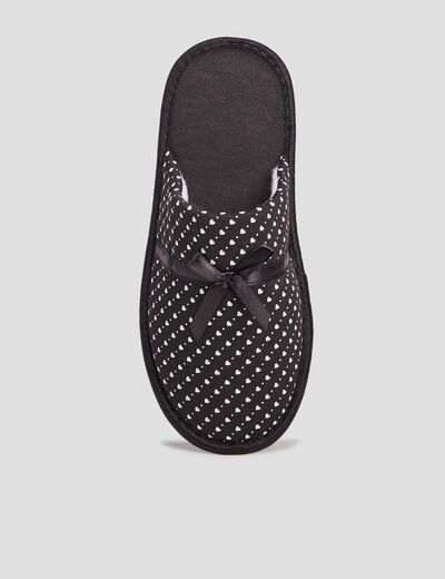 Chaussons mules petits coeurs noir femme