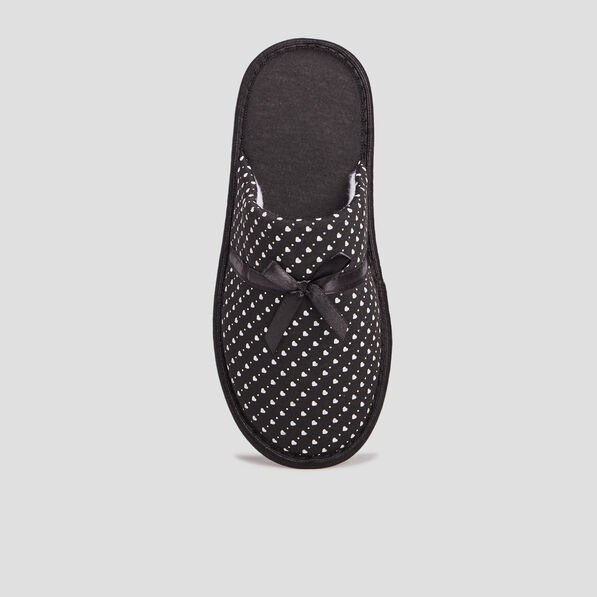 Chaussons mules petits coeurs noir femme