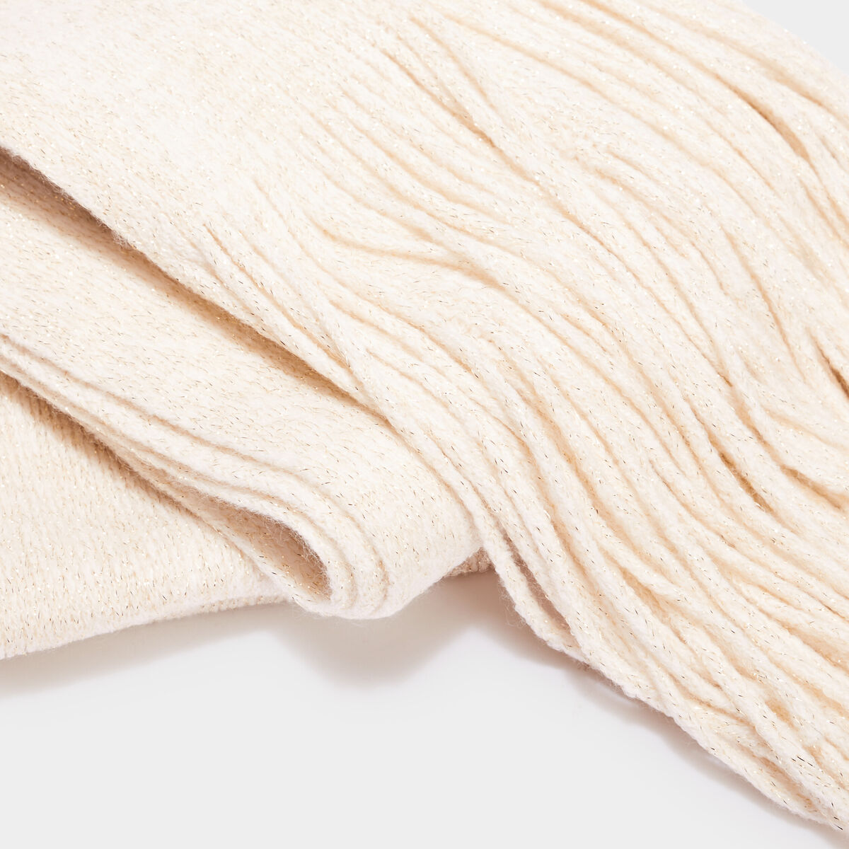 Écharpe tricotée à franges ivoire femme