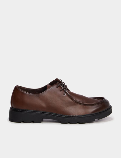 Derbies crant&eacute;es marron homme