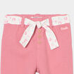 Pantalon cigarette en maille &agrave; ceinture vieux rose b&eacute;b&eacute; fille