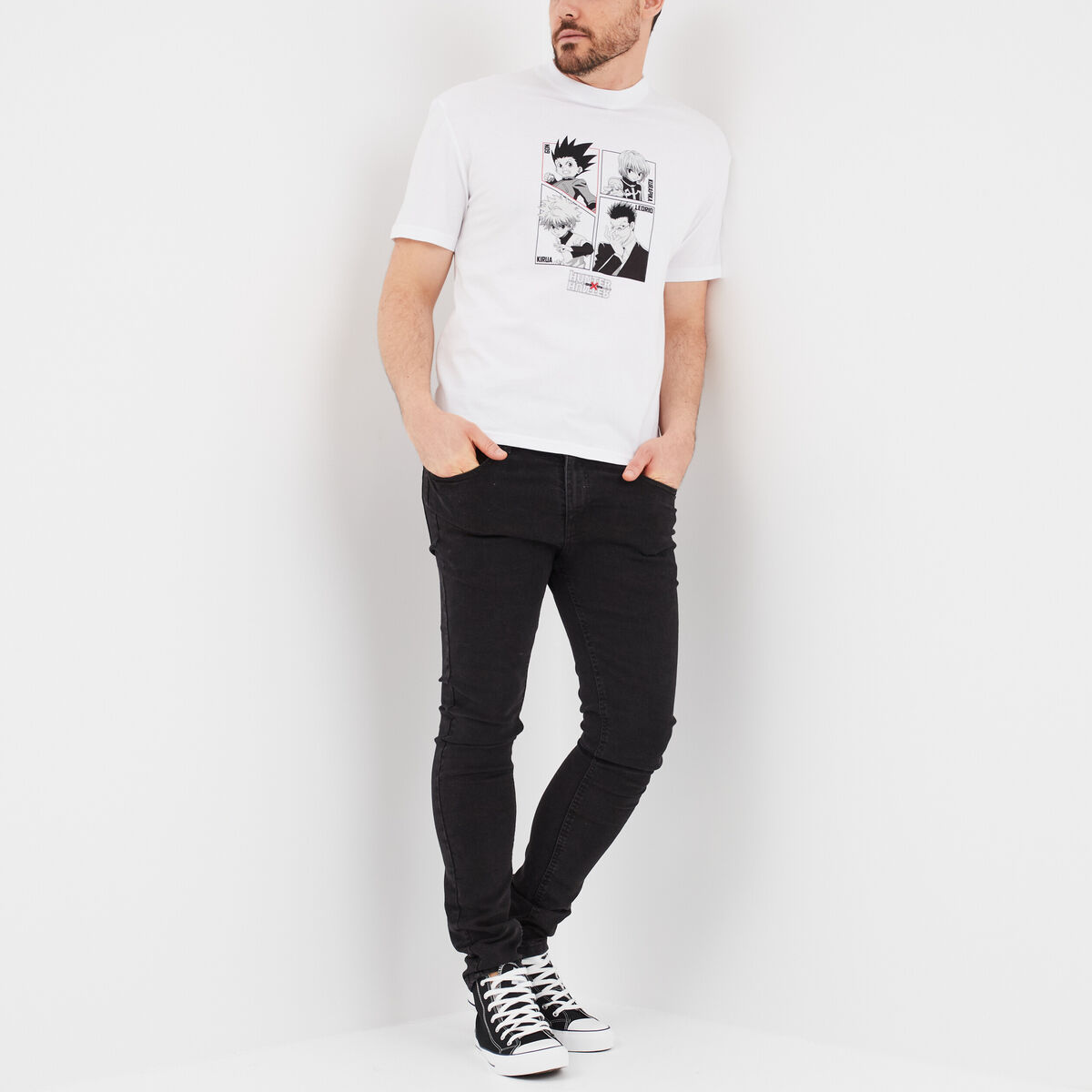 T-shirt col rond Hunter X Hunter blanc homme