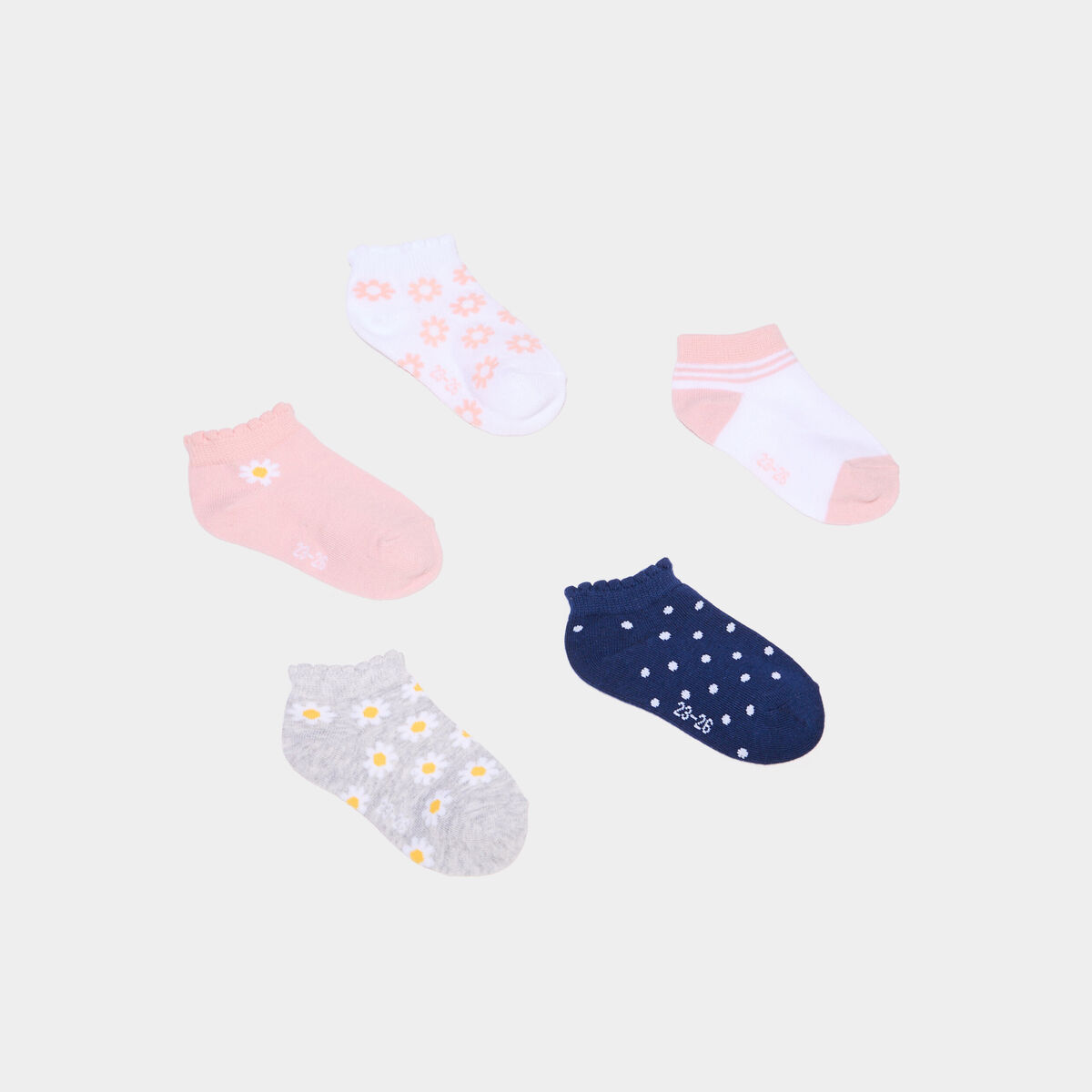 Lot 5 paires chaussettes invisibles multicolore fille