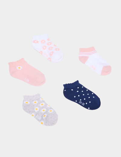 Lot 5 paires chaussettes invisibles multicolore fille