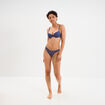 Tanga en dentelle doublure coton bleu gris femme