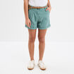 Short chino ceinture tressée bleu gris femme