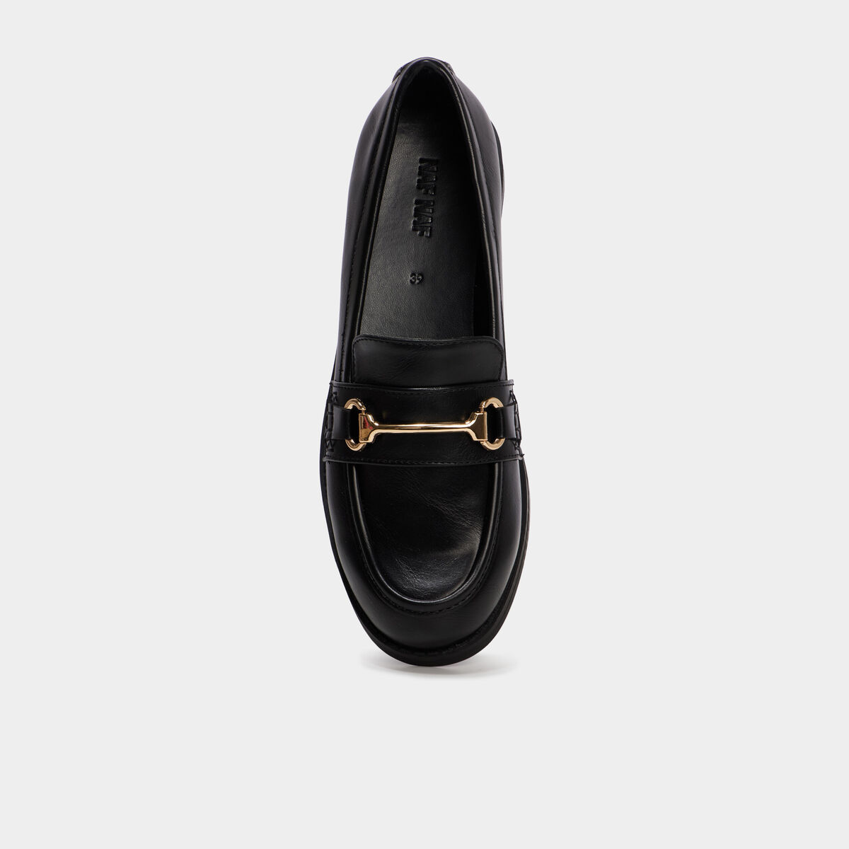 Mocassin &agrave; boucle m&eacute;tal noir femme