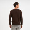 Pull droit col rond coton m&eacute;lang&eacute; marron fonc&eacute; homme