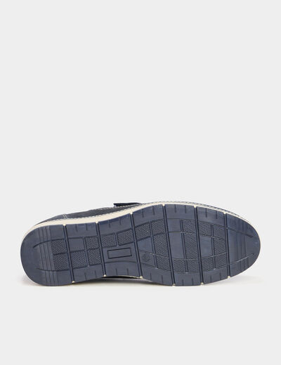 Chaussures bateau en cuir bleu homme
