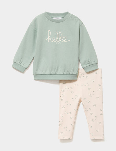 Ensemble sweat et legging ecru b&eacute;b&eacute; fille
