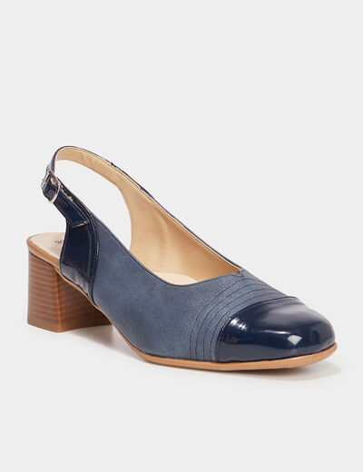 Escarpins pied large Confortissimo bleu marine femme