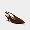Escarpins slingback &agrave; talons aiguilles marron fonc&eacute; femme