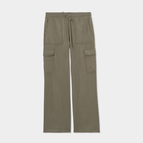 pantalon regular cargo fluide vert kaki femme Pantalon regular cargo fluide vert kaki femme