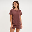 Ensemble pyjama short t-shirt coton marron chocolat femme