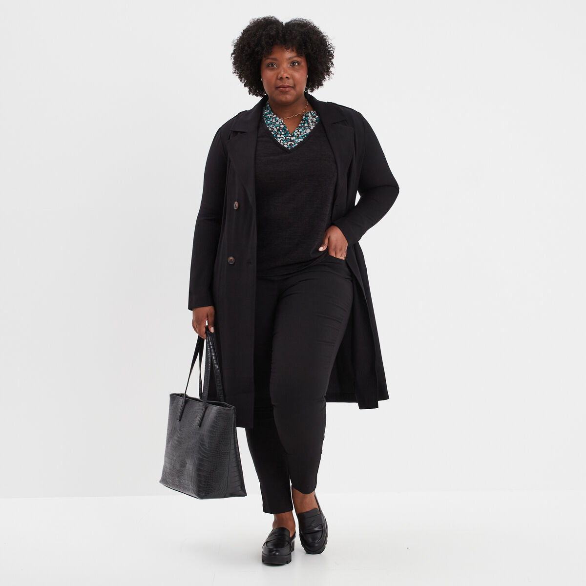 Pantalon skinny noir femme grande taille