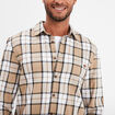 Chemise droite manches retroussées beige homme