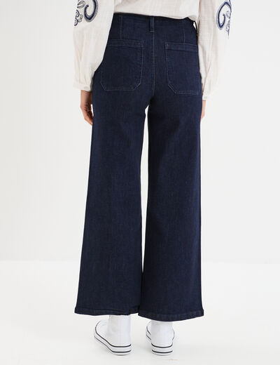 Jeans flare 7/8ème taille haute coton denim brut femme