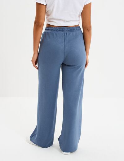 Pantalon de jogging large élastiqué bleu gris femme