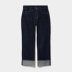 Jean droit cropped bas revers denim brut femme